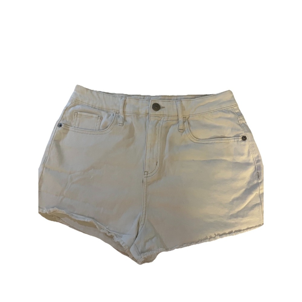 Wild Fable Women's Sz S White Hi Rise Shorty Short White Stretchy Frayed Hem